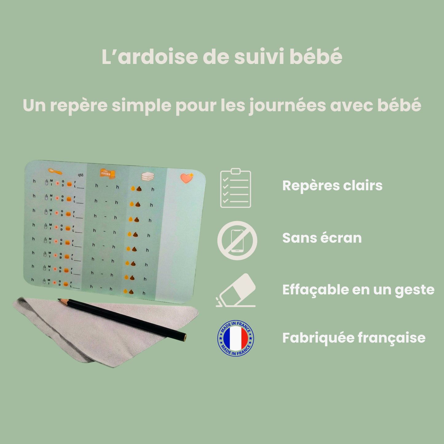 Ardoise bébé de suivi